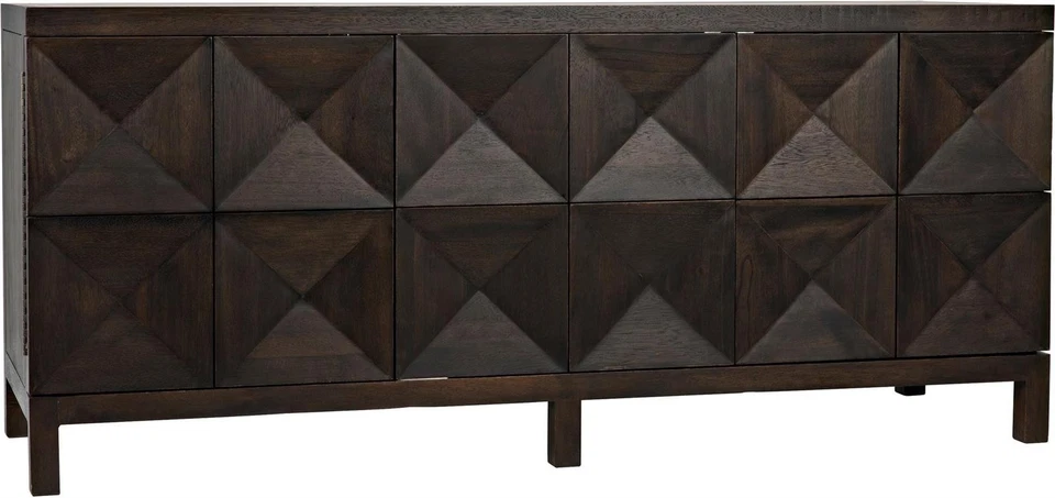 Elegant Ebony Walnut Quadrant 3 Door Sideboard - Image 1 of 1