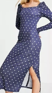 New BNWT TED BAKER SIZE 2 UK 10 BLUE MEEGWIN DITSY SPOT JERSEY DRESS - Picture 1 of 9