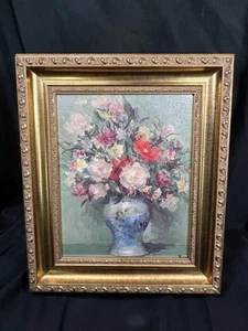 VINTAGE Marcel Dyf STILL LIFE FLORAL PRINT IN ORNATE GOLD WOOD FRAME 13.25 X 11 - Picture 1 of 12