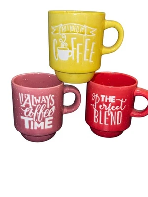 Juego de 3 tazas de café de cerámica con citas divertidas 6 oz Foto 1 de 4