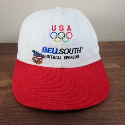 Vintage US Olympics Hat 1996 Atlanta Strap Back Made In USA Bell South With Pin - Image 1 of 4