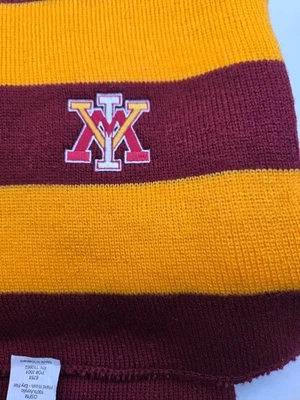 VMI Striped Knit Scarf Maroon & Gold OSFM 100% Acrylic LogoFit Hand Wash Dry Fla - Image 1 of 4