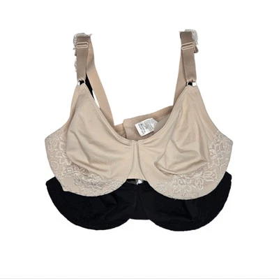 Paquete de 2 sujetadores Warners debajo del alambre en 38E/38DD detalle de encaje neutro todos los días cómodo Foto 1 de 4