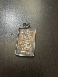 5 Gram Silver Bar JM Assayers Refiners In Silver Bezel Serial Numbered Rare - Picture 1 of 2