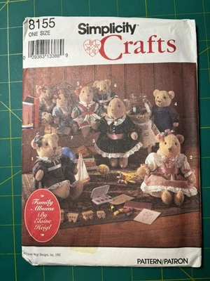 Simplicity 8155 Bear and Clothes in Three Sizes Vintage Uncut Sewing Pattern - Image 1 of 4