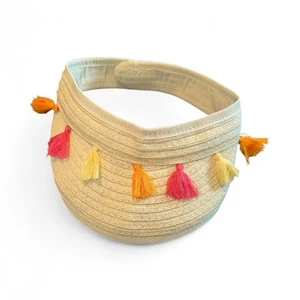 Beige Visor with Colorful Tassels - Picture 1 of 5