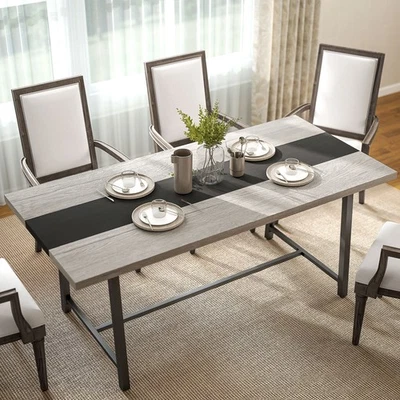 HOMCOM Mesa de Comedor para 8 Personas 70.9" Largo Mesa de Cocina Rectangular Gris Foto 1 de 4