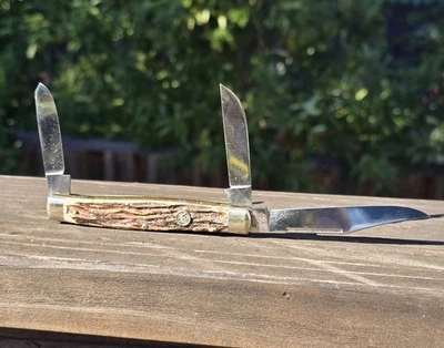 Vintage HEN & ROOSTER BERTRAM GERMANY 173 DS Large Stock Knife - Stag Handles - Image 1 of 4