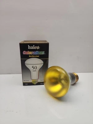 50 Watt R20 Yellow Halco Colorations Light Bulbs Accent Lighting Dimmable #9154  - Image 1 of 4