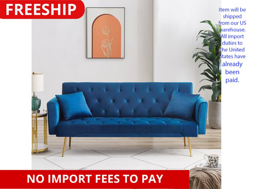 71 Inches Velvet Futon Sofa Bed with 2 Pillows,Modern Convertible Futon ...