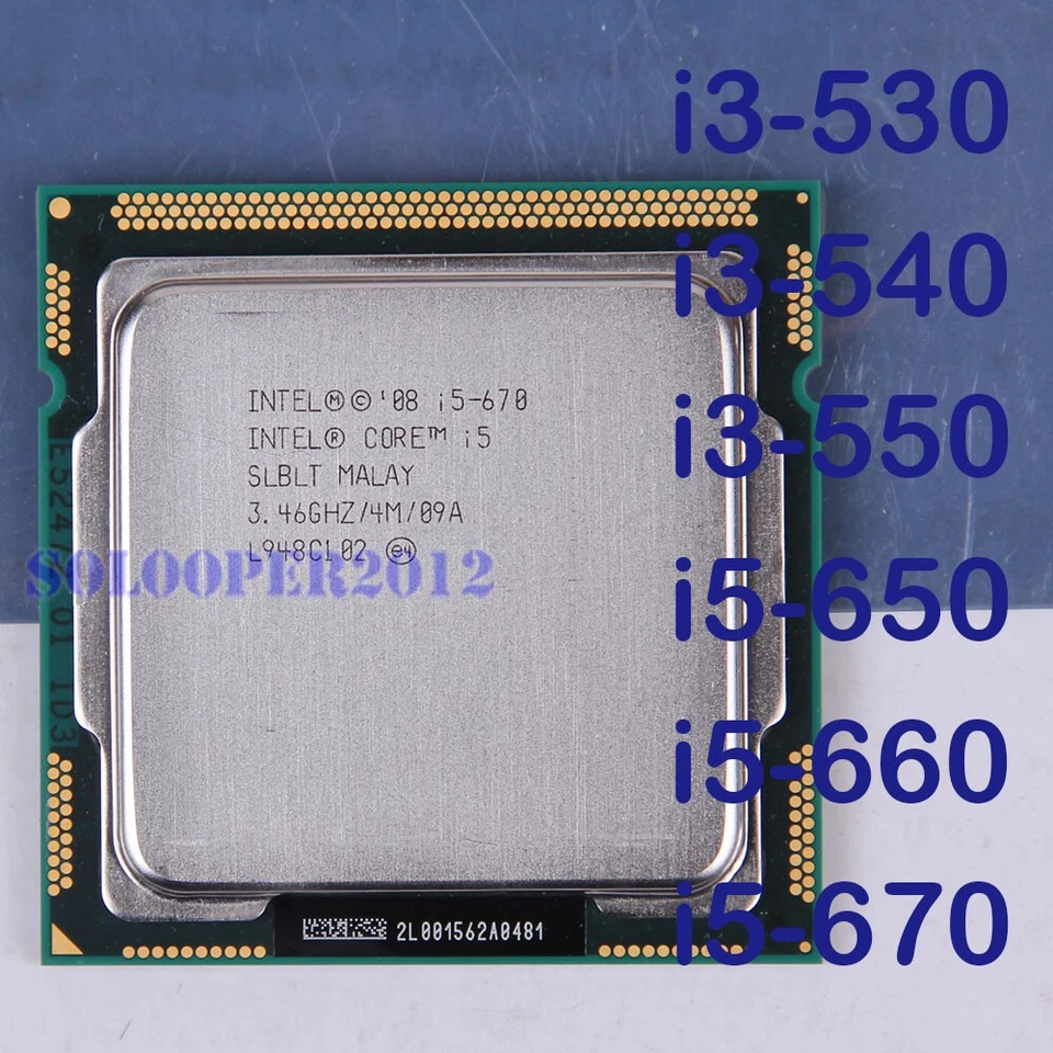 Intel Core i3-530 i3-550 i5-650 i5-660 i5-670 i5-680 LGA 1156 CPU Processor - Image 1 of 1