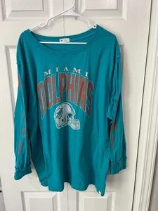 Vintage '47 Brand Miami Dolphins Long Sleeve Aqua Shirt 2XL Gently Used - Bild 1 von 5