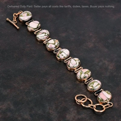 Venta Día de Acción de Gracias Cobre Cobre Rosa Ópalo Piedra Boho Esposa Pulsera Joyería Foto 1 de 4