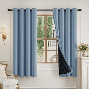 Cortinas oscuras gruesas de textura pesada para sala de estar 63 pulgadas de largo 2 paneles... - Imagen 1 de 9