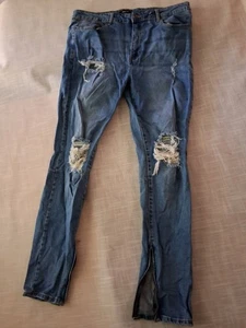 Nova Men Designer Skinny Jeans Herren Stretch Gr. 38x33 Ripped Distressed Reißverschluss - Bild 1 von 12