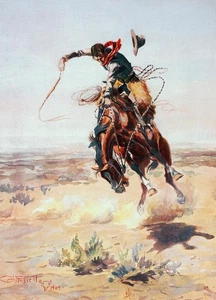 Pintura de Bad Hoss de Charles Marion Russell reproducción - Imagen 1 de 6