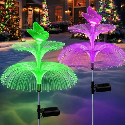 LED Solar Garden Lights 7 Color Changing Christmas Tree Lamp Outdoor Waterproof - Image 1 of 4