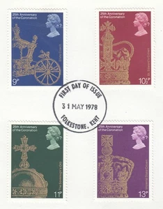 Queen Elizabeth II Coronation GB Used Folkestone 1978 ON PIECE (148383 - Picture 1 of 1