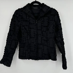 Samuel Dong Jacket Womens Small Black Textured Full Zip Long Sleeve Blazer Top - Picture 1 of 10