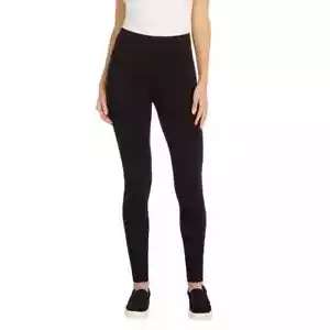 Max & Mia Ladies’ High Waist French Terry Women Legging Gym Yoga - Black - XS - Picture 1 of 4