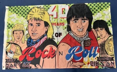 Ricky Morton Robert Gibson Rock & Roll Express Official Flag Banner New WWE NWA - Image 1 of 4