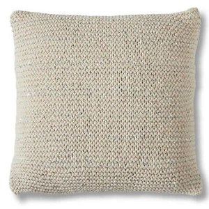 Opal Creme Strickkissen 45x45cm Pailletten Detail Federfüllung (S) (S913) - Bild 1 von 7