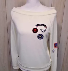 Suéter POOF Para Mujer Junior Talla S Marfil Parches Mangas Largas NUEVO - Imagen 1 de 6
