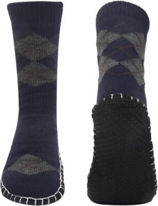Vihir Men's Slipper Socks With Suede Non Slip Sole -Winter Diamond Blue - Picture 1 of 7