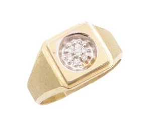 925 Sterling Silver Vintage Ring Gold Plated Solid Diamonds Inlay Sz 10 RG28634 - Picture 1 of 8