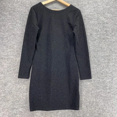 Vestido H&M Mujer M Mediano Negro Cambio Corto Cuello Redondo Manga Larga Casal Sólido Foto 1 de 4