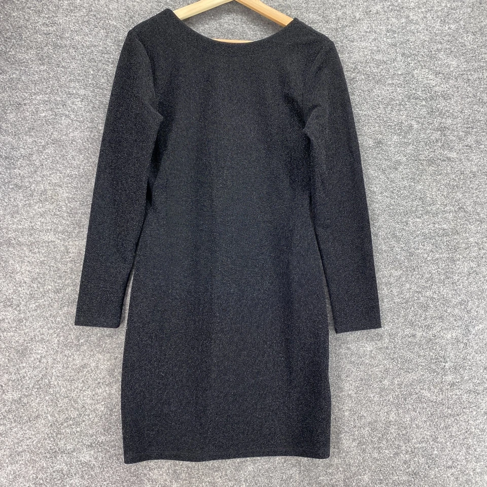 Vestido H&M Mujer M Mediano Negro Cambio Corto Cuello Redondo Manga Larga Casal Sólido Foto 1 de 4