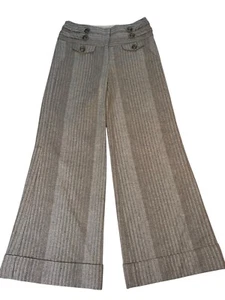 Anthropologie Taikonhu 6 Wool Blend Wide Leg Herringbone Pants Lined Preppy Chic - Picture 1 of 15