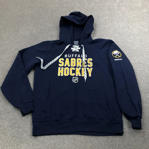 Buffalo Sabres Hoodie Men Small Blue Pullover Hooded Sweatshirt Sweater Adult Cover