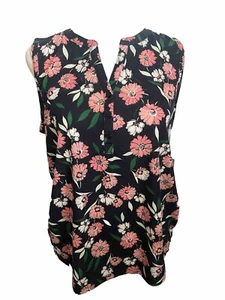 Liz Claiborne ärmellose Damenbluse mit Blumenmuster klein marineblau/pink - Bild 1 von 9