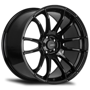 18x8.5 +33 F, 18x9.5 +38 R, Avid 1 AV-20 5x114.3 Gloss Black Wheels (Set of 4) - Picture 1 of 2