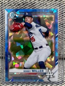 2021 Bowman Chrome SAPPHIRE #BCP75 Bobby Miller Prospect Card Dodgers
