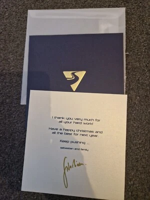 HAND SIGNED RED BULL SEBASTIAN VETTEL 2010 CHRISTMAS CARD MINT GENUINE RARE - Image 1 of 4