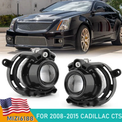 Pair Clear Lens Fog Lights Lamp w/ H11 Halogen Bulbs For 2008-2015 Cadillac CTS - Image 1 of 4