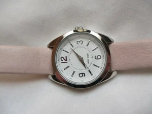 Nine West Wristwatch Pink Buckle Band Silver Toned Round White Face - Picture 1 of 12