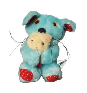 Vintage Dan Brechner Mini Maus und Baby Plüschtier blau rot weiß gepunktet Stofftier - Bild 1 von 12