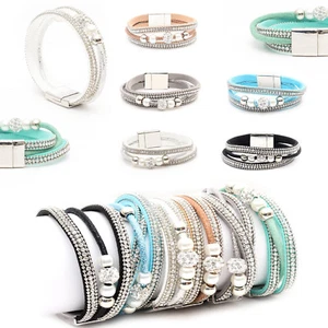Strass-Armband Wickelarmband Perlen+Strass Glitzer Magnetverschluss 3-strängig - Bild 1 von 18