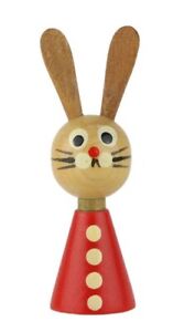 Vintage East German easter bunny GKW Erzgebirge  bunny wood red clothe 4 in