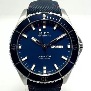 Cinturón de cuero MIDO Ocean Star MO26430A automático azul día fecha excelente estado - Imagen 1 de 11