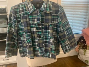 Mariana Luna Ladies Cropped Madras Plaid Jacket Sz. XL - NWOT - Picture 1 of 7