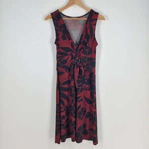 Katies womens dress size S fit flare black red floral sleeveless Vneck 032345 - Picture 1 of 9