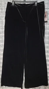 Sofia Vergara Jeans Velvet Wide Leg Black Pants Women's Size 14 Soft Stretch - Picture 1 of 3