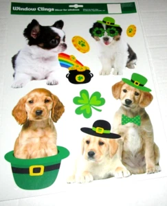 St. Patrick's Day Window Clings ST PATRICK'S DAY DOGS - Picture 1 of 1