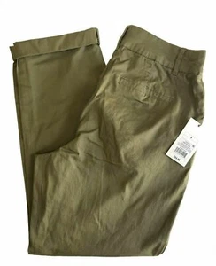 Pantalones recortados para mujer talla 4 verde oliva tiro medio pierna recta tobillo puño 28 x25 - Imagen 1 de 12