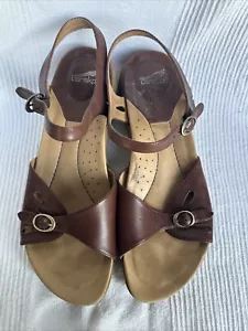 Dansko adjustable ankle strap comfortable sandal brown leather 42 - Picture 1 of 5
