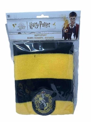 Harry Potter Hufflepuff, Negro/Amarillo, Bufanda de Invierno, Talla Única Sello Bolsa de Regalo, Nuevo Foto 1 de 4